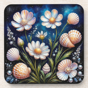 Posavasos Arreglo floral elegante con conchas marinas