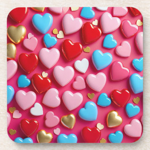 Posavasos Arreglo vibrante y alegre de corazones