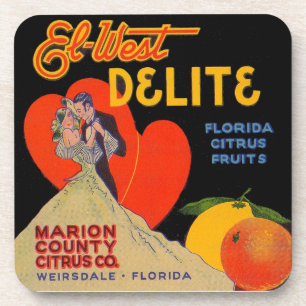Posavasos Art deco de Los Ángeles 1930 Delite Florida Citrus