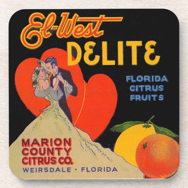 Posavasos Art deco de Los Ángeles 1930 Delite Florida Citrus (Frente)