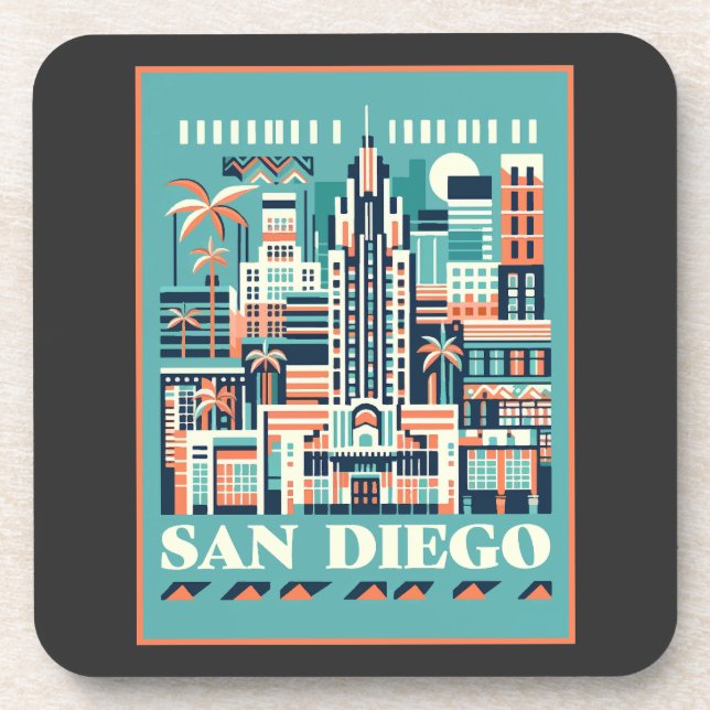 Posavasos Art Deco de San Diego California (Frente)
