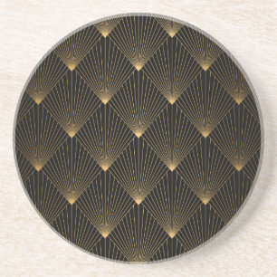Posavasos Art Deco: Elegancia dorada negra.
