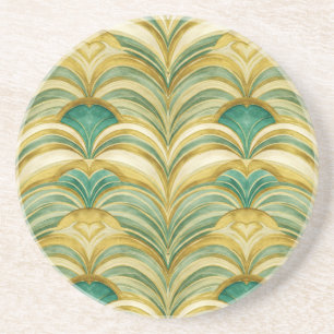 Posavasos Art Deco en oro y verde de Natasha Us