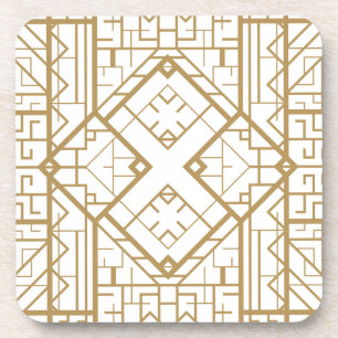 Posavasos Art déco, nouveau, oro, blanco, elegante,