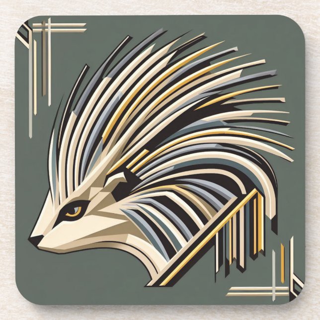Posavasos Art Deco Porcupine Juego de escayas de plástico du (Frente)