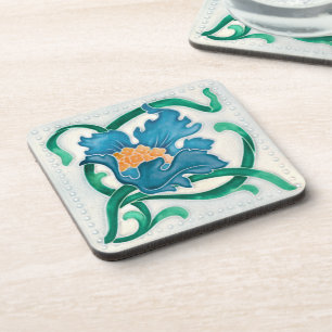 Posavasos Art Nouveau Floral Majolica Faux Relief