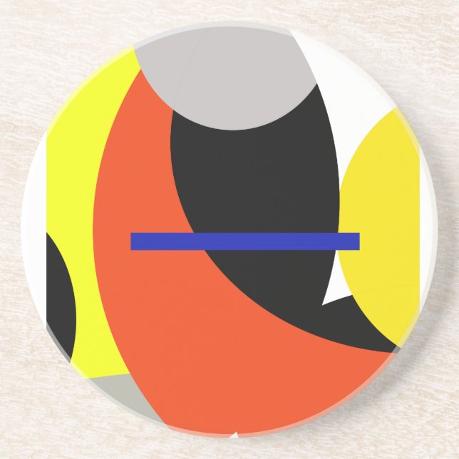 Posavasos Arte abstracto amarillo rojo azul (Frente)