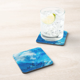 Posavasos Arte abstracto con ángulo azul y blanco