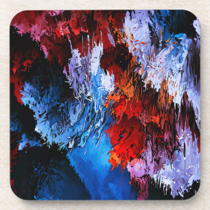 Posavasos Arte abstracto contemporáneo chillón azul rojo azu