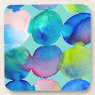 Posavasos Arte abstracto de acuarela azul fresco