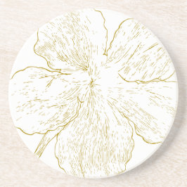 Posavasos Arte abstracto de línea floral dorada elegante