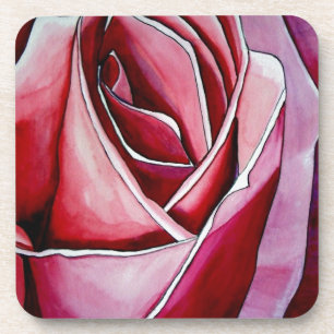 Posavasos Arte abstracto de macroflor de rosa Rose acuarela