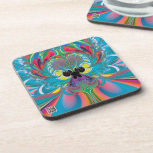 Posavasos Arte abstracto de mariposa de verano