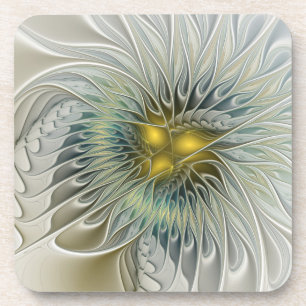Posavasos Arte abstracto fractal de fantasía de flor de plat