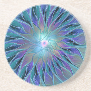 Posavasos Arte Abstracto Fractal de Sueño de Flor Púrpura Az