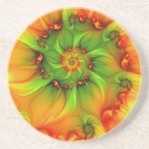 Posavasos Arte abstracto fractal moderno colorido psicodélic
