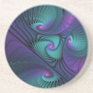 Posavasos Arte abstracto fractal moderno púrpura se encuentr