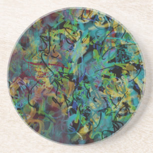 Posavasos Arte abstracto garabateado multicolor