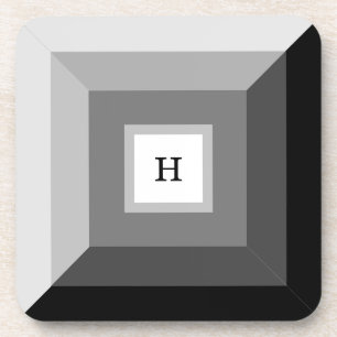 Posavasos Arte abstracto geométrico moderno en negro, gris y