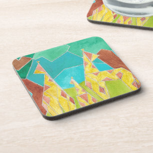 Posavasos Arte abstracto original de la familia de jirafas