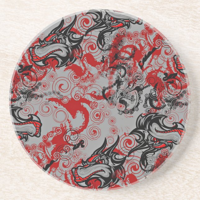 Posavasos Arte abstracto sucio de los dragones (Frente)