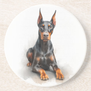 Posavasos Arte Acuarela de Doberman