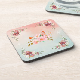 Posavasos Arte acuarela floral, flores florecientes