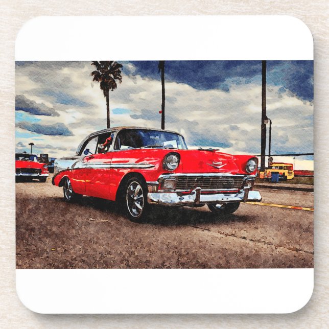 Posavasos Arte acuático de Chevrolet Bel Air de 1956 (Frente)
