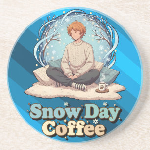 Posavasos Arte Anime Tranquilo de Día Nevado