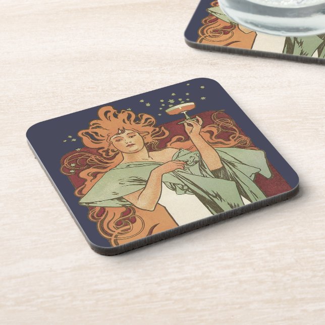 Posavasos Arte Antiguo Moderno, Champán de Alphonse Mucha (Lado Izquierdo)