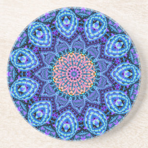 Posavasos Arte azul adornado del caleidoscopio de las