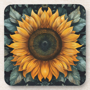 Posavasos Arte botánico de girasol intrincado