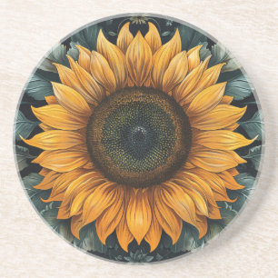 Posavasos Arte botánico de girasol intrincado