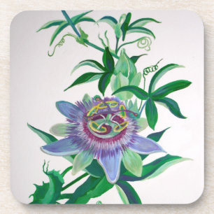 Posavasos Arte botánico de la flor de pasión