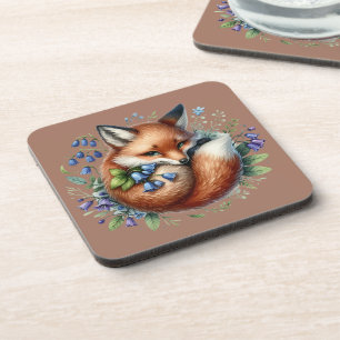 Posavasos Arte Botánico de Zorro Floral del Bosque