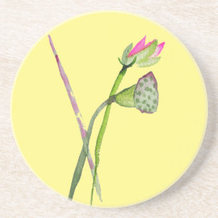Posavasos Arte budista de flores de Lotus Zen rosa