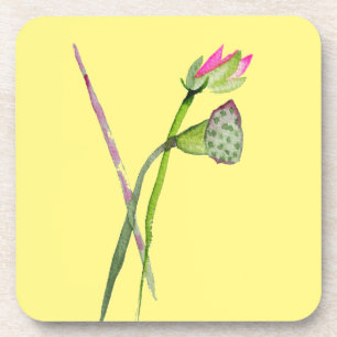 Posavasos Arte budista de flores de Lotus Zen rosa