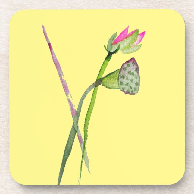 Posavasos Arte budista de flores de Lotus Zen rosa (Frente)