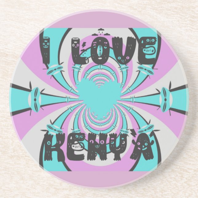 Posavasos Arte cardíaco keniano: Amo a Kenia (Frente)