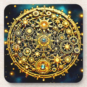 Posavasos Arte Celestial de Relojería Dorada