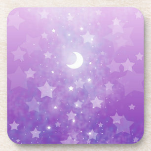 Posavasos Arte Celestial Fantástico Morado Estrellas y Luna