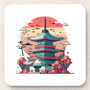 Posavasos Arte colorido de edificios de Japón