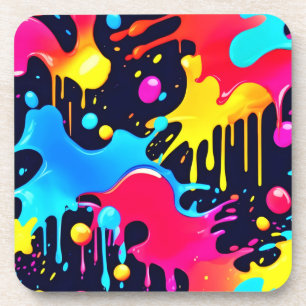 Posavasos Arte colorido de pintura de neón