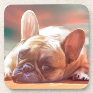 Posavasos Arte de acuarela de adorable bulldog francés