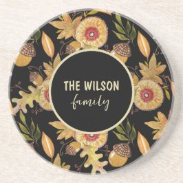 Posavasos Arte de Acuarela de Bellota de Roble de Otoño