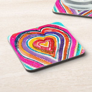 Posavasos Arte de acuarela de Heart Boho