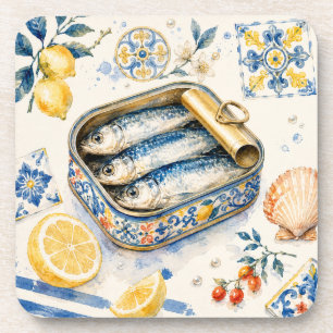 Posavasos Arte de Acuarela de Sardina Siciliana