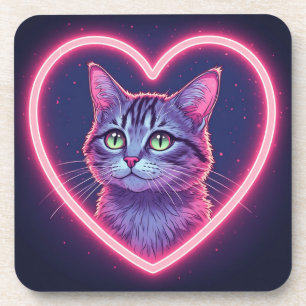 Posavasos Arte de amor de gatito brillante   Regalo romántic