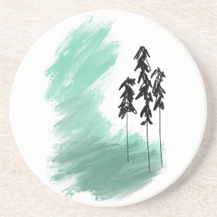 Posavasos arte de árbol verde escandinavo simple moderno men