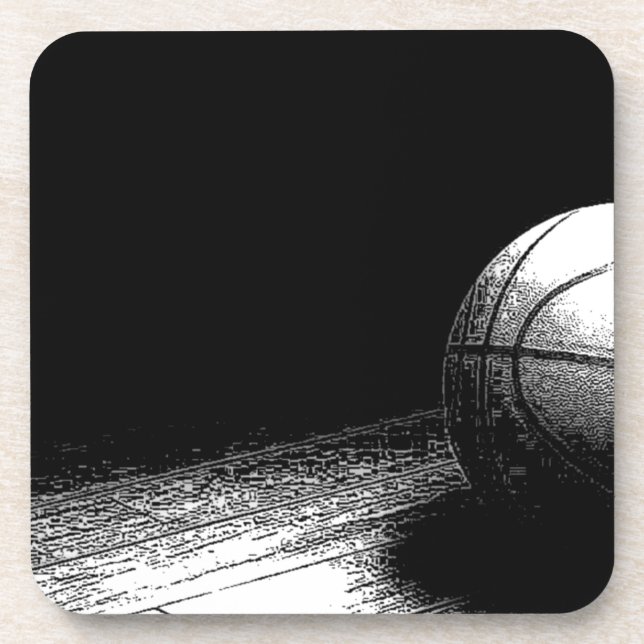 Posavasos Arte de baloncesto blanco negro (Frente)